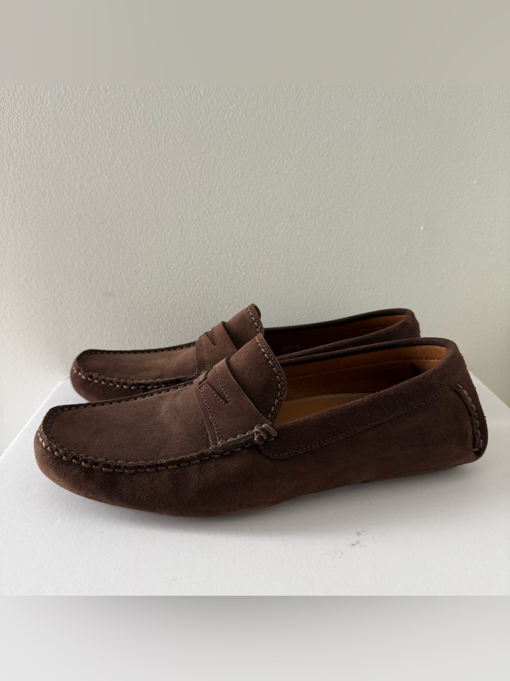 Aquatalia Brown Suede Penny Loafers